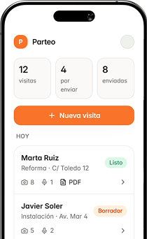 App Parteo en móvil